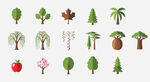 树木与水果插画