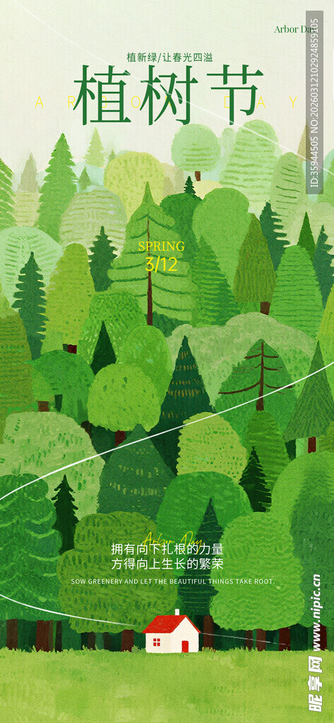 植树节的绿色森林景象