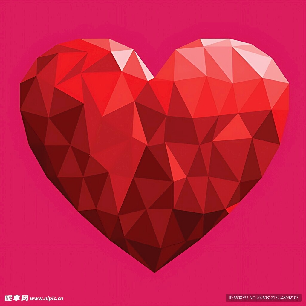 红色多边形爱心图案