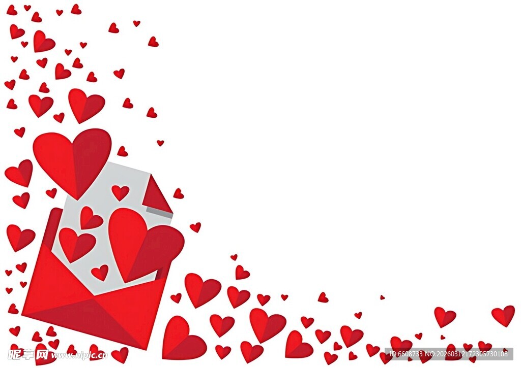 爱心信封散落浪漫场景