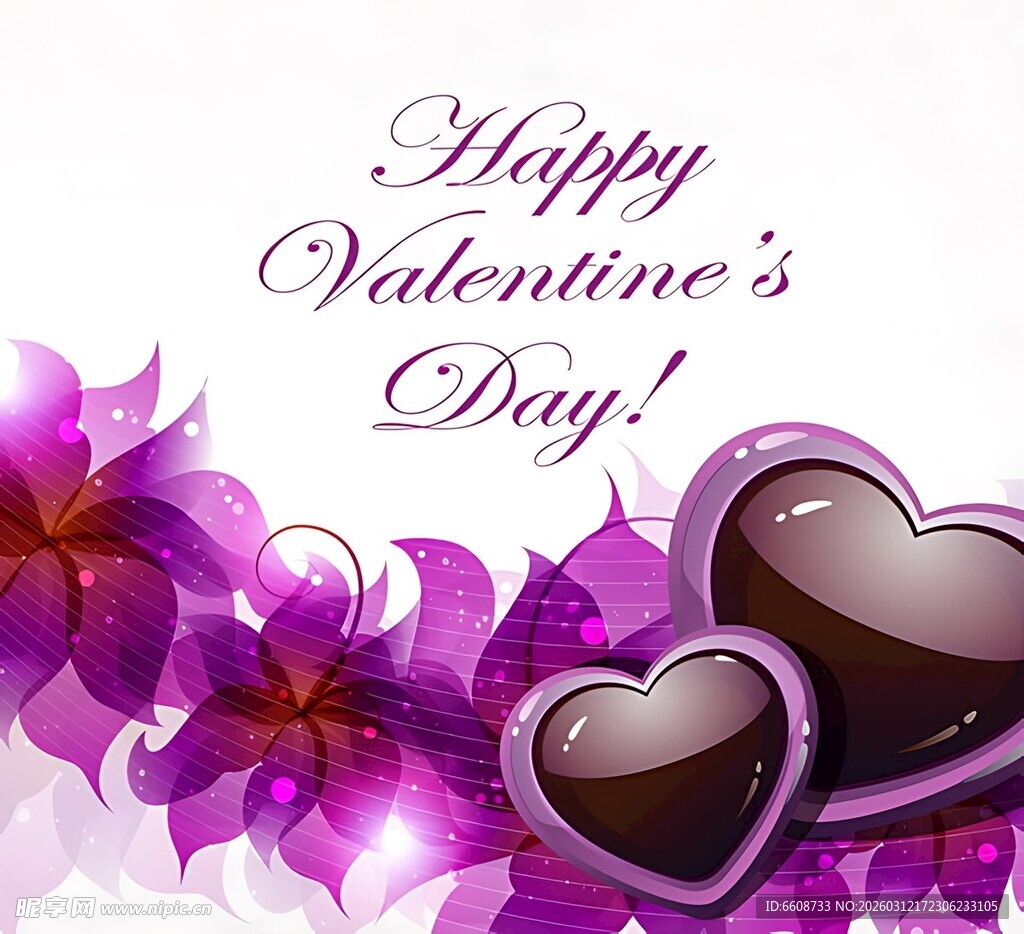 情人节快乐爱心花卉图