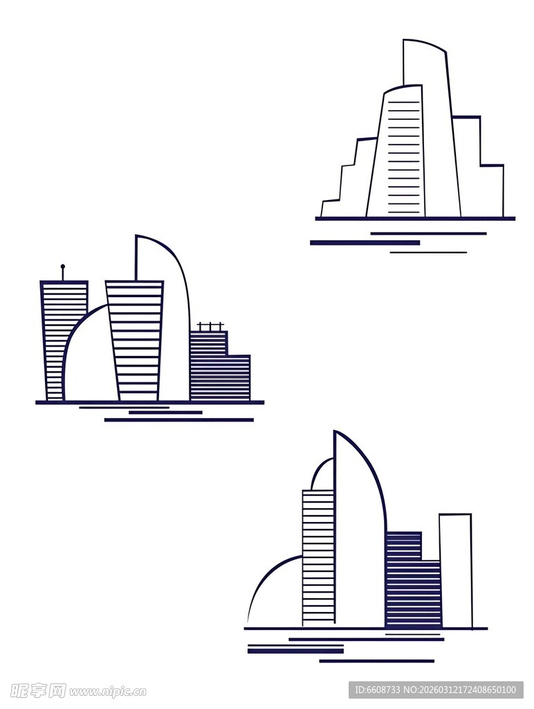 简约城市建筑图标设计