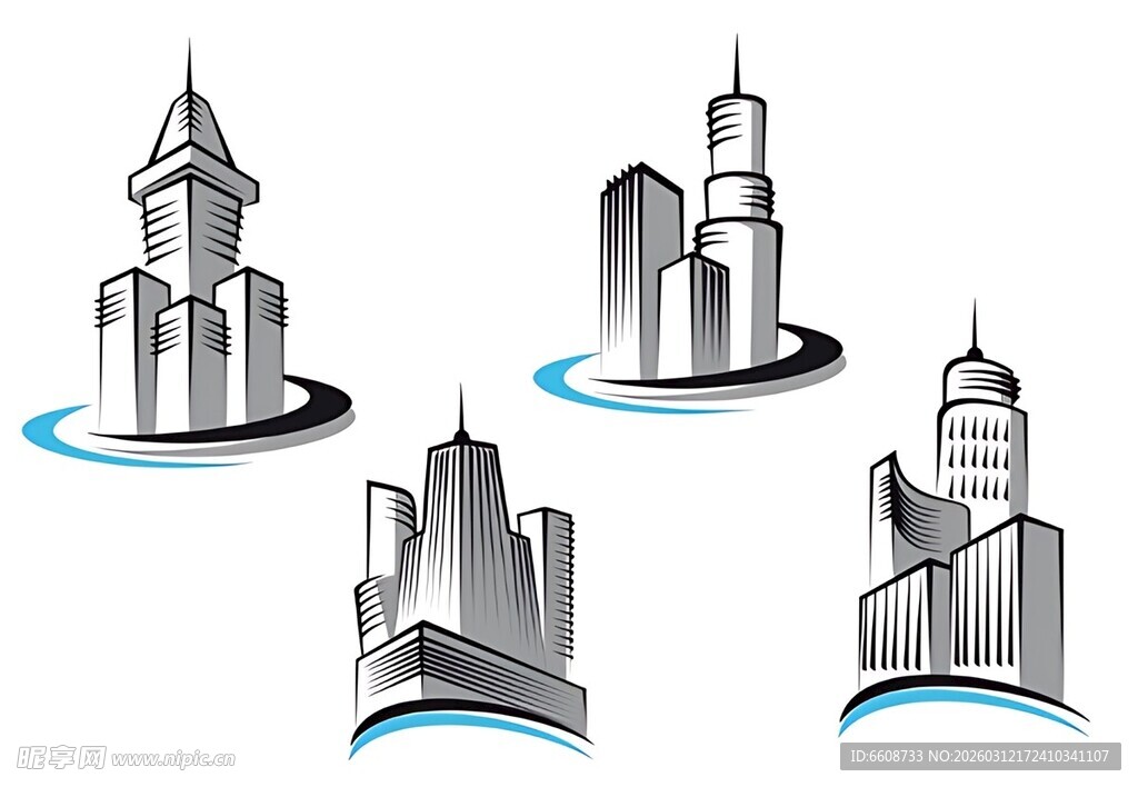 现代城市建筑图标集合