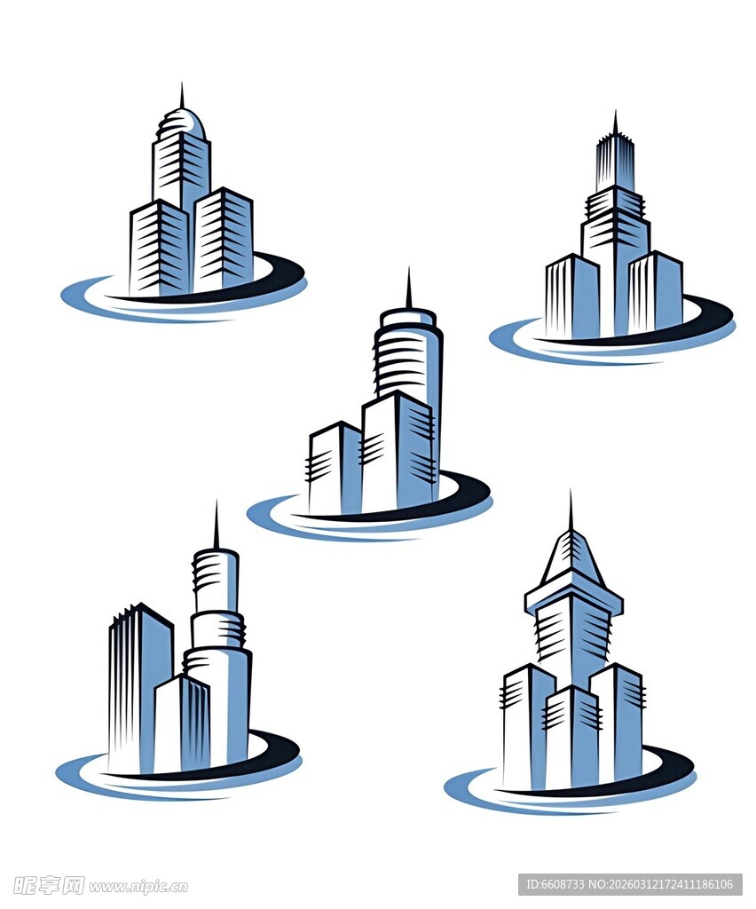 简约城市建筑图标集合