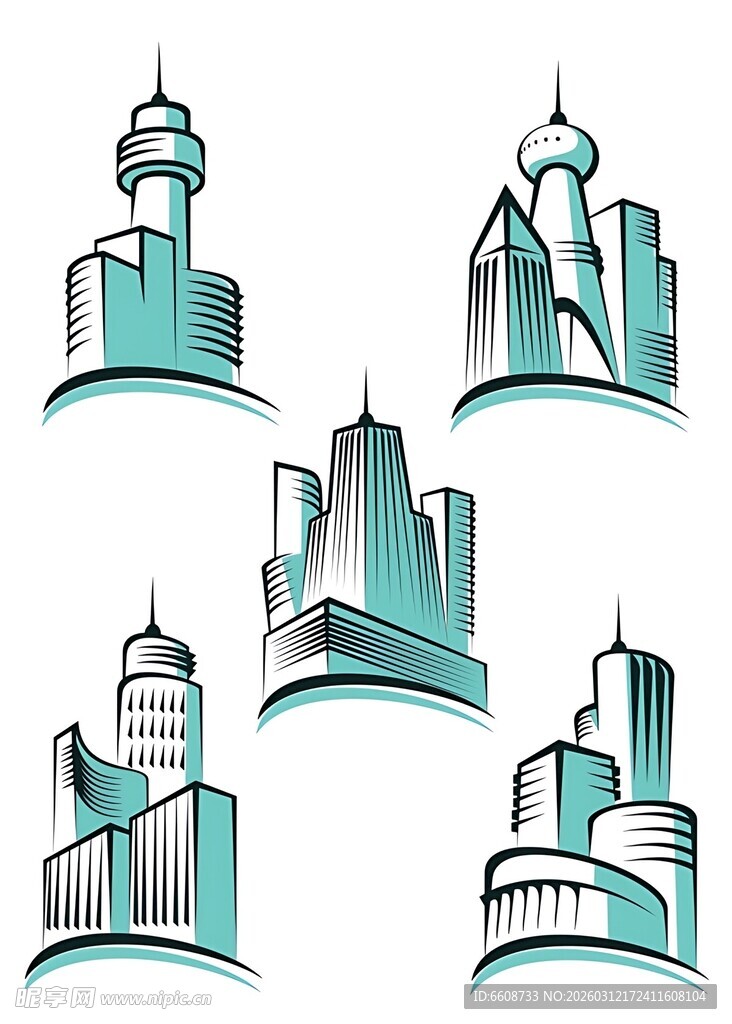 城市建筑图标集合