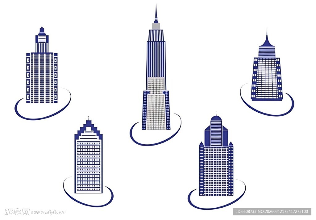 多样风格摩天大楼建筑图