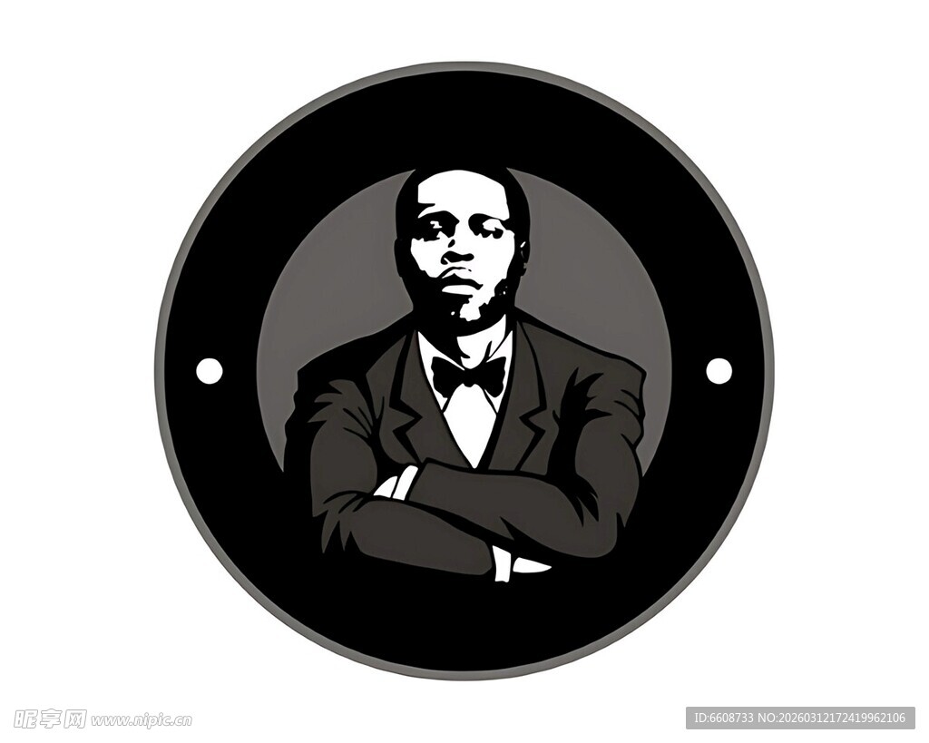 圆形肖像中的西装男士