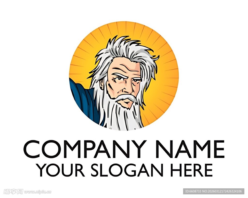 复古风格老人头像标志