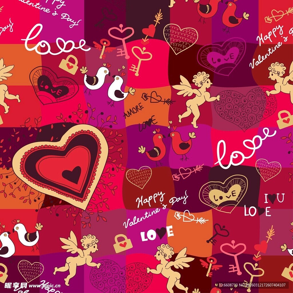 浪漫情人节爱心图案背景