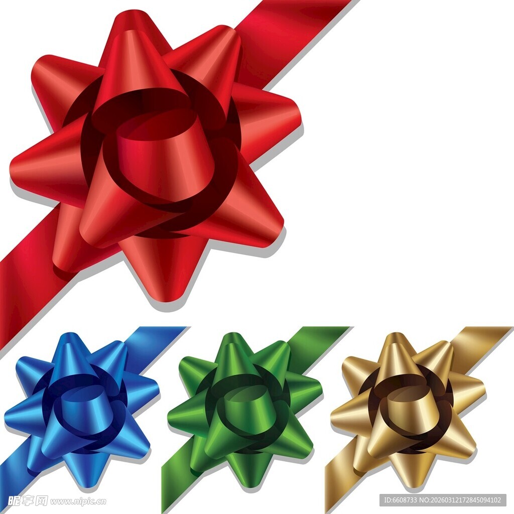 多彩蝴蝶结装饰素材