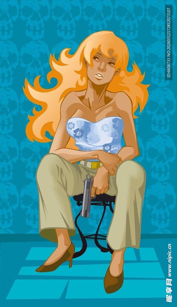 金发女子优雅坐于椅上