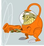 橙色外星机器人持枪造型