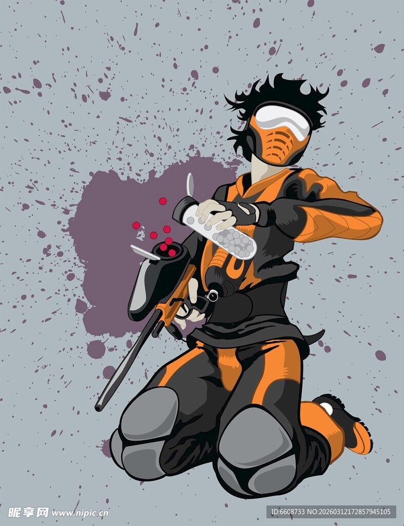 持剑跪地的动漫角色