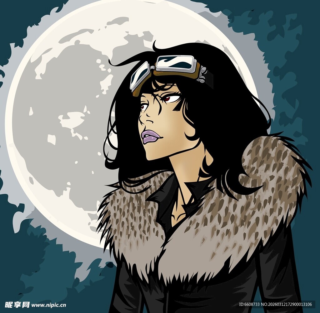 月夜下的神秘黑衣女子