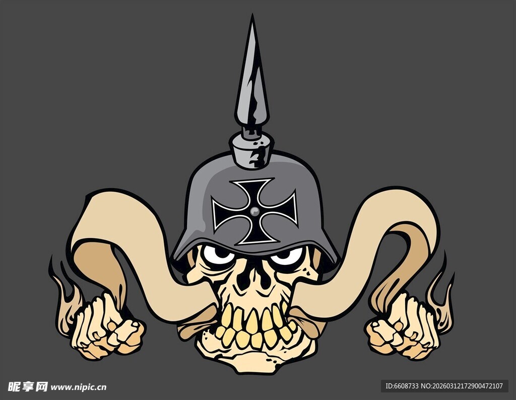 骷髅头盔火焰装饰图案