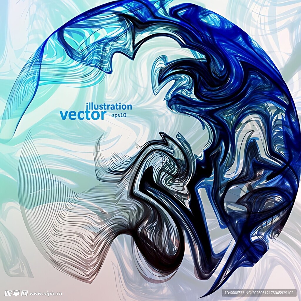 抽象水墨风格圆形艺术图案