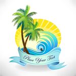 热带海滨风情插画