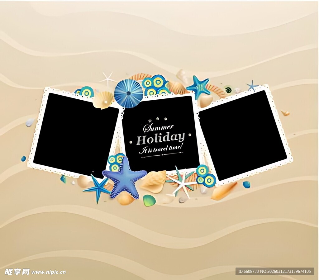 夏日花卉相框装饰图案