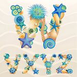 海洋元素装饰的字母V