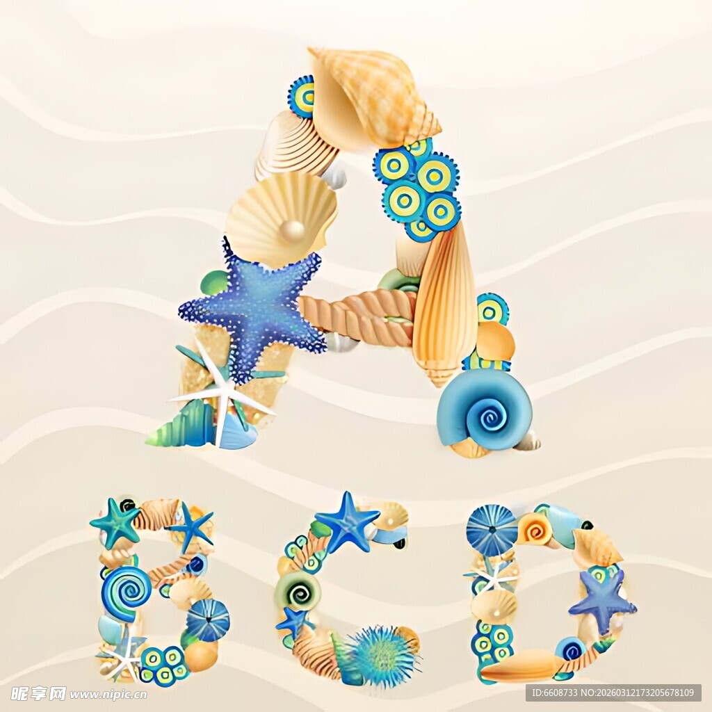 海洋元素组成的字母A