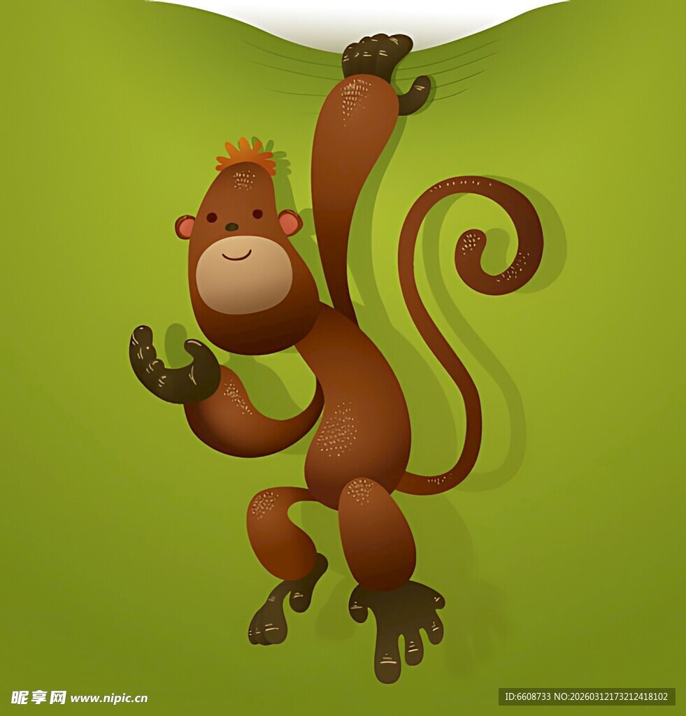 俏皮猴子倒挂玩耍