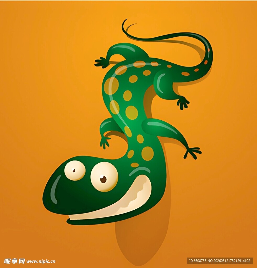 可爱绿蜥蜴卡通形象