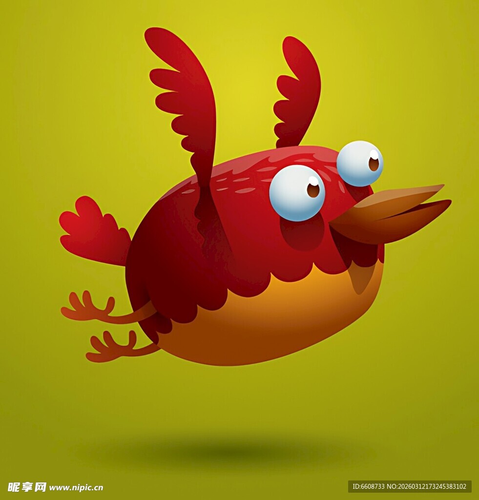 红色小怪兽惊恐可爱模样