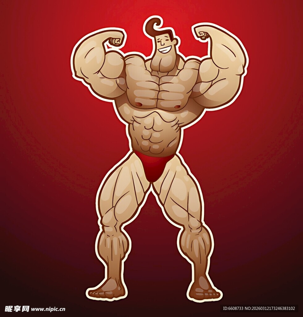 强壮肌肉男展示健硕体魄