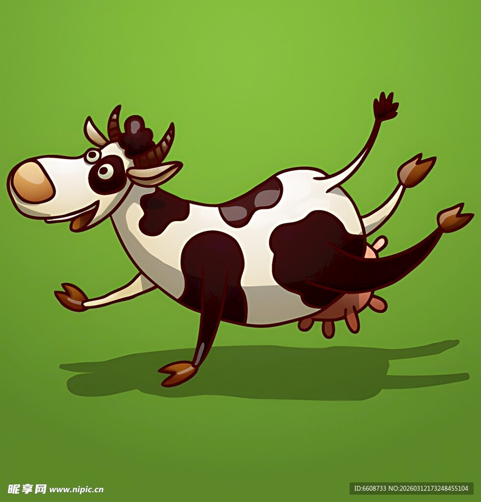 奔跑的卡通奶牛