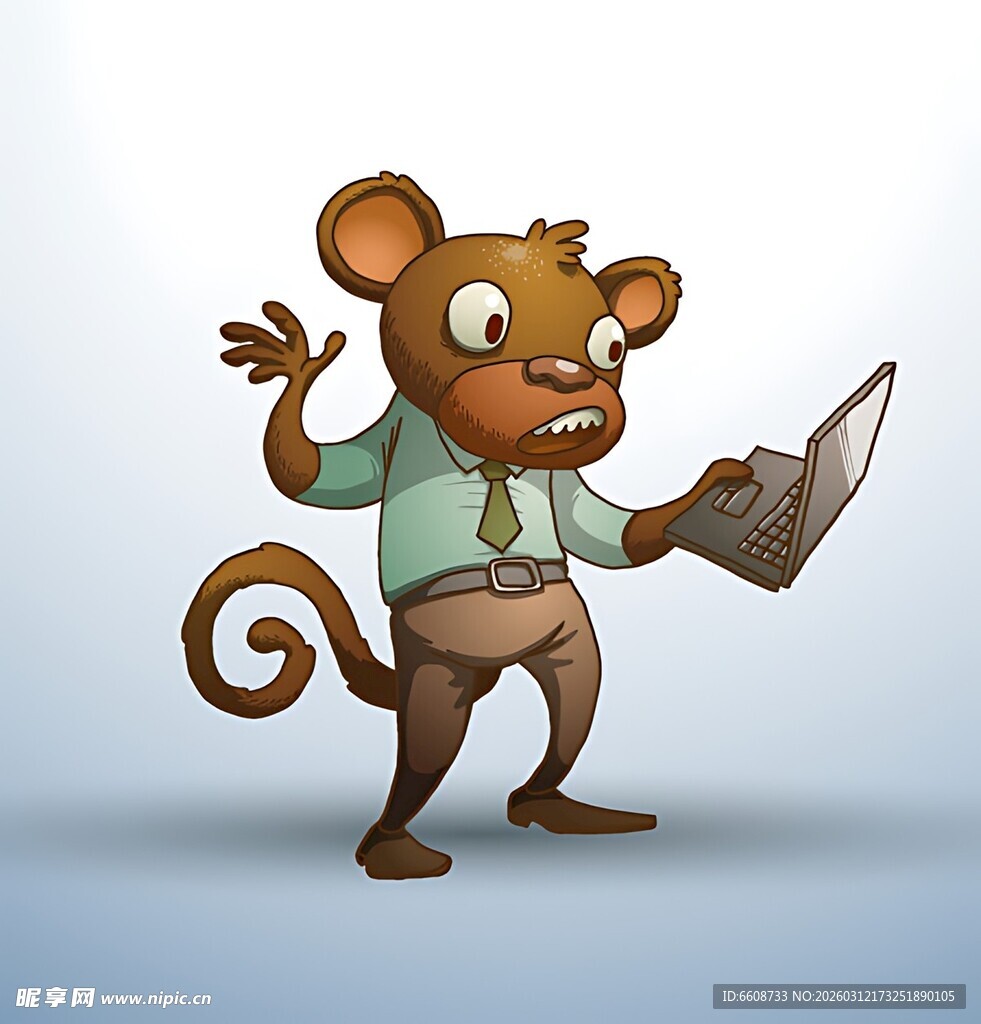 卡通老鼠职员手持文件夹