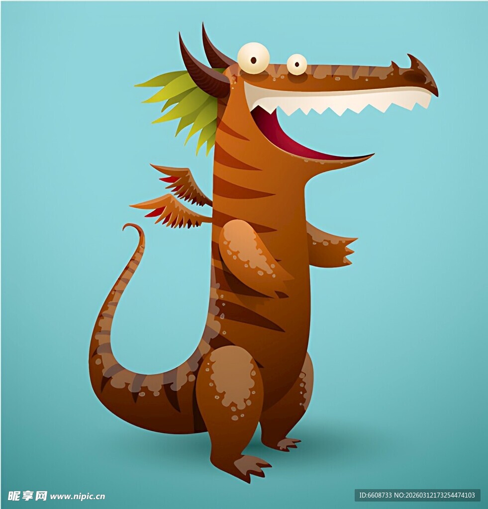 可爱卡通小飞龙欢快站立