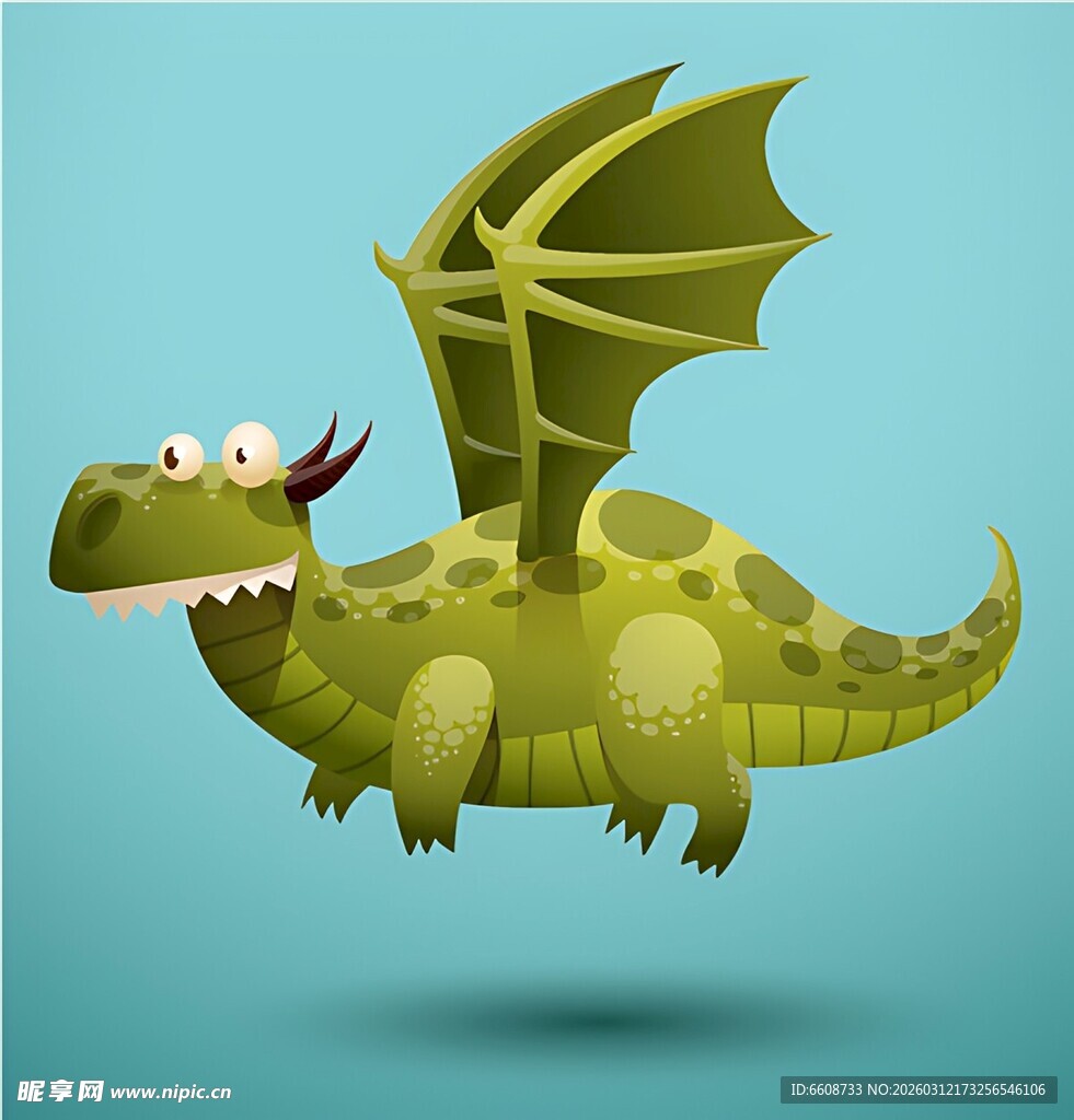 飞行绿恐龙卡通形象