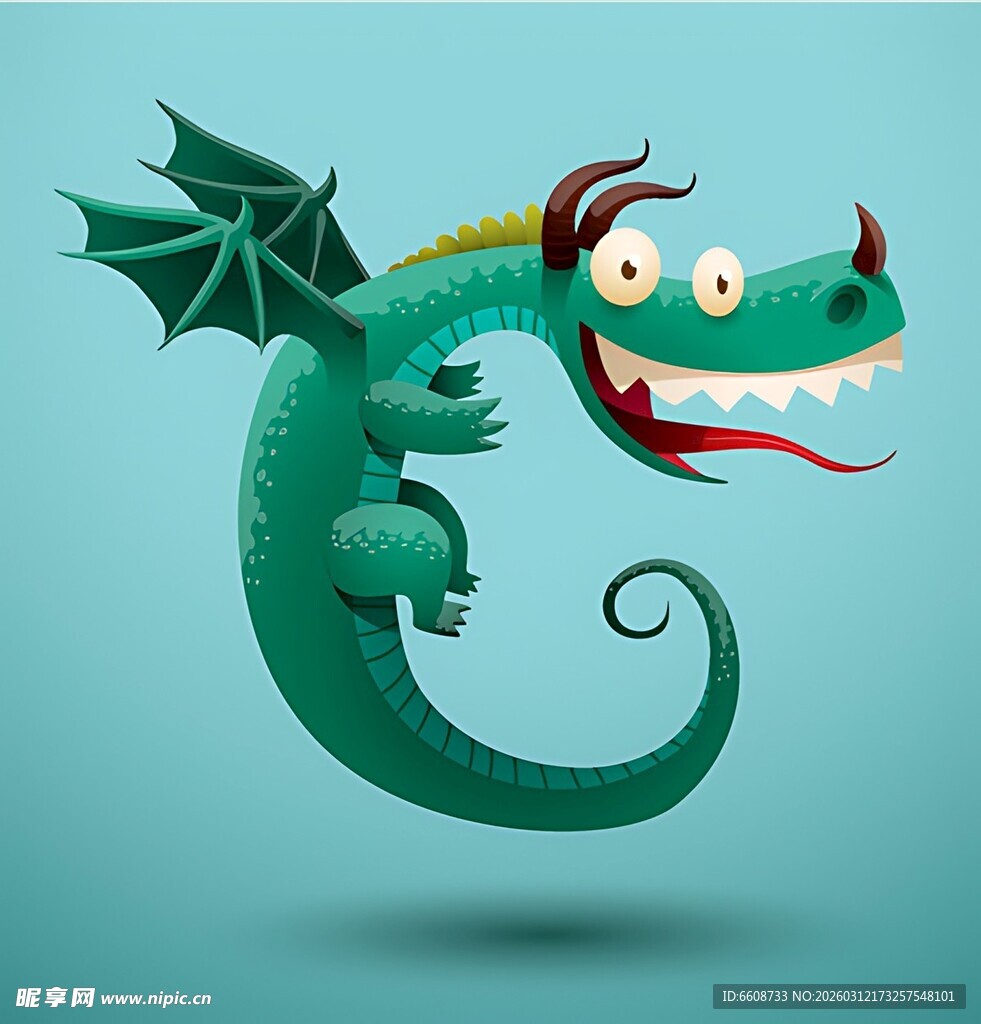 可爱卡通绿龙形象