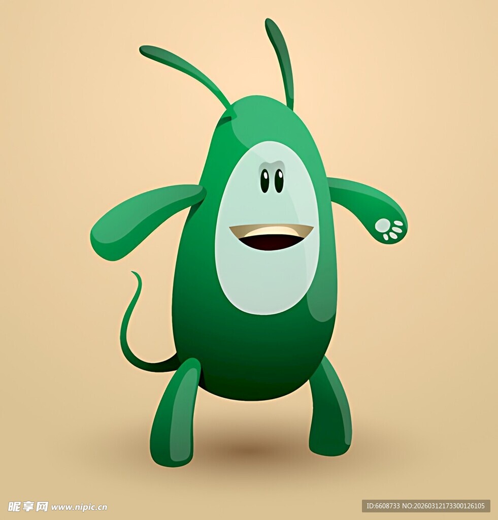 可爱绿色卡通小怪物