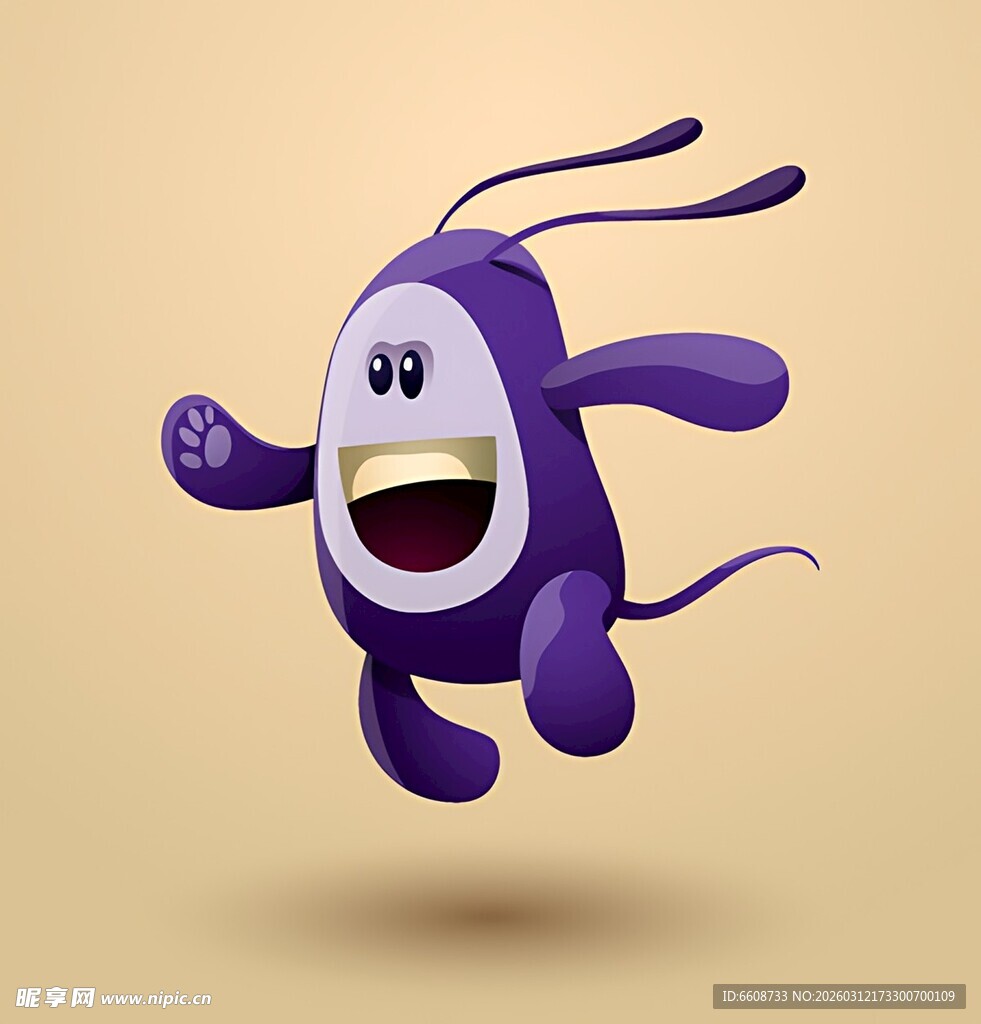 跳跃的紫色卡通小生物
