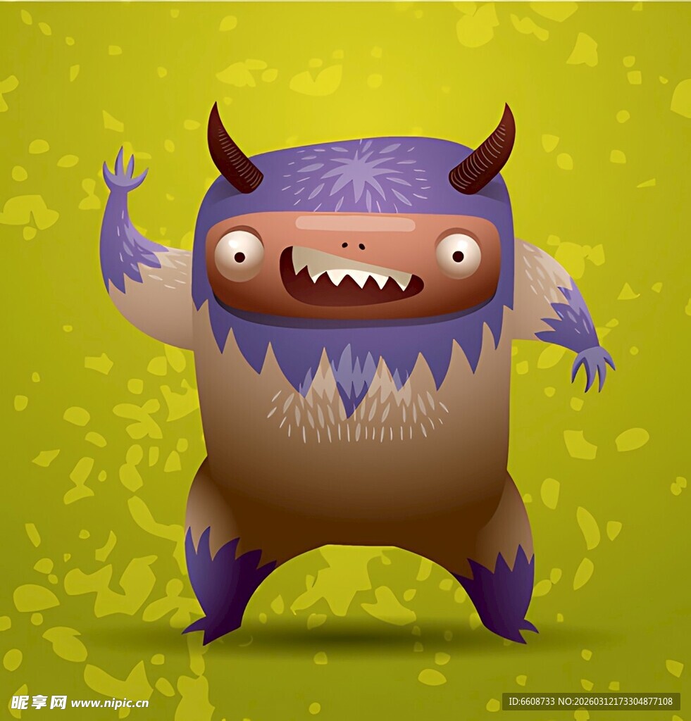 可爱紫色小怪兽搞怪姿态