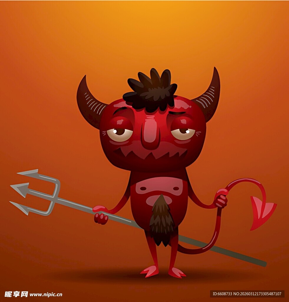 可爱小恶魔手持三叉戟
