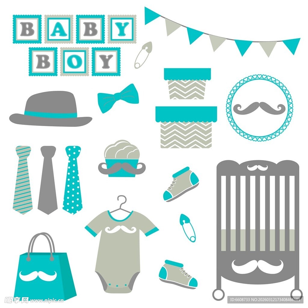 男宝宝婴儿用品装饰集合