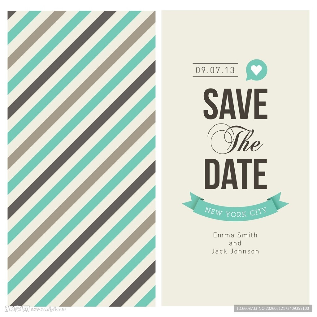 条纹风婚礼日期提醒卡片