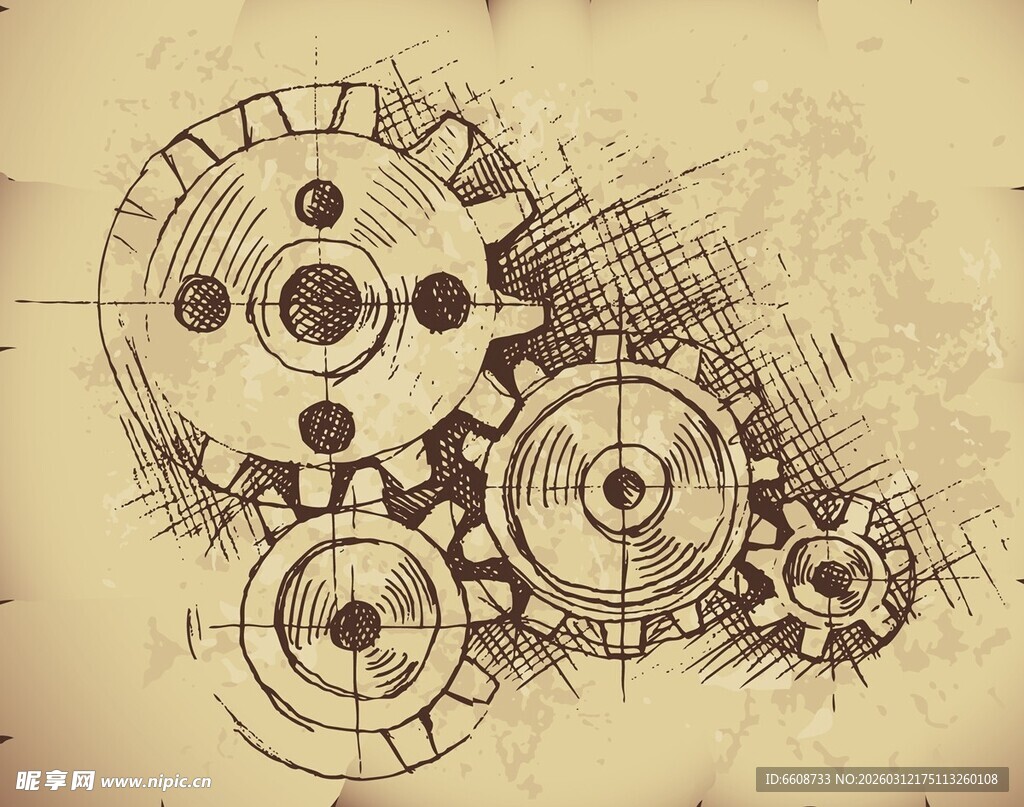 复古风格机械齿轮设计图