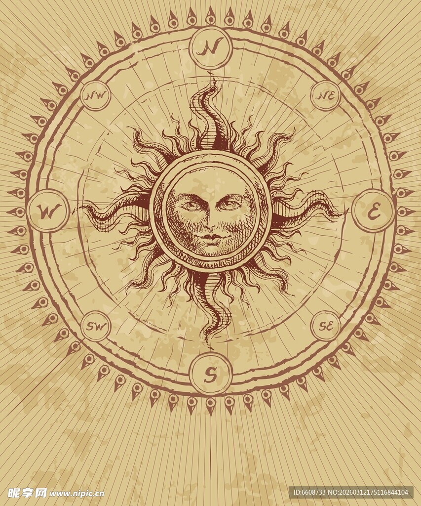 复古太阳图腾神秘图案