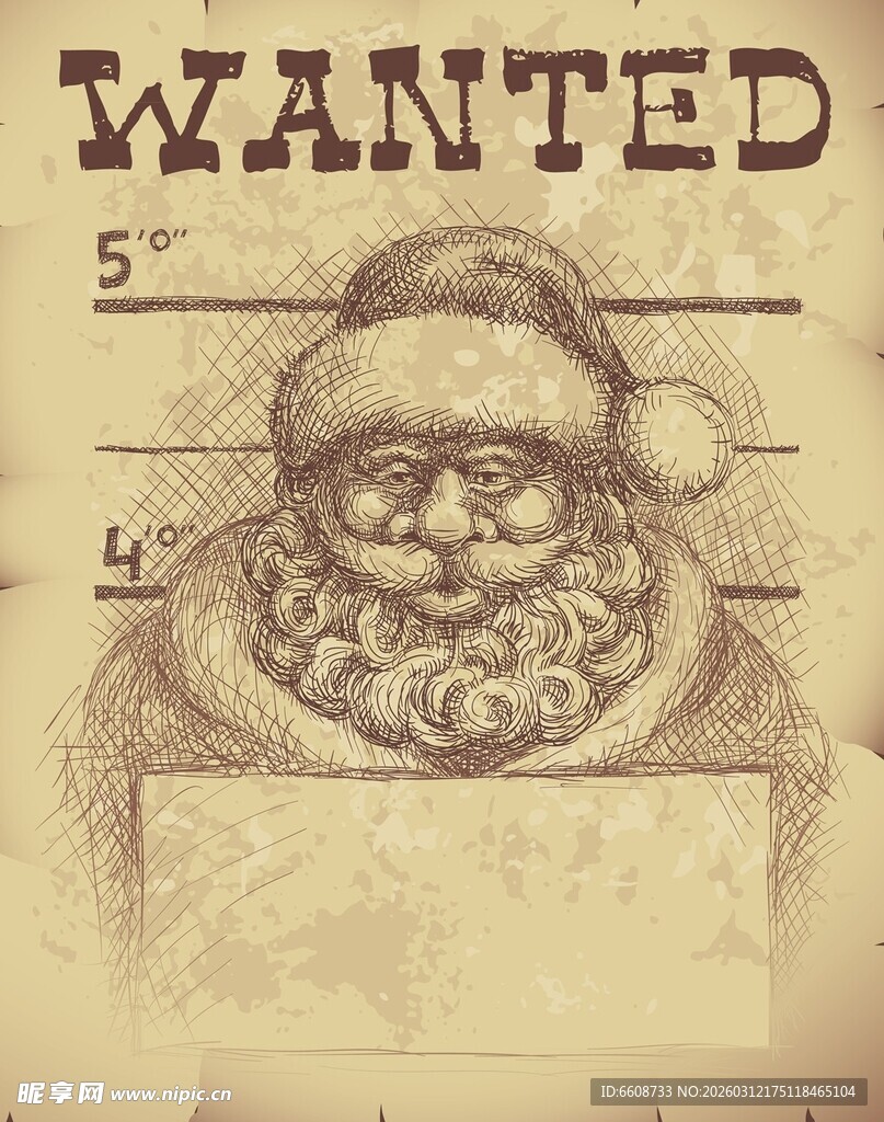 通缉令风格的圣诞老人形象