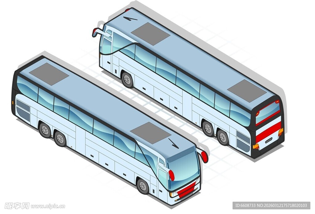 双辆现代风格长途客车