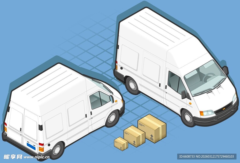 两辆运货面包车与货物