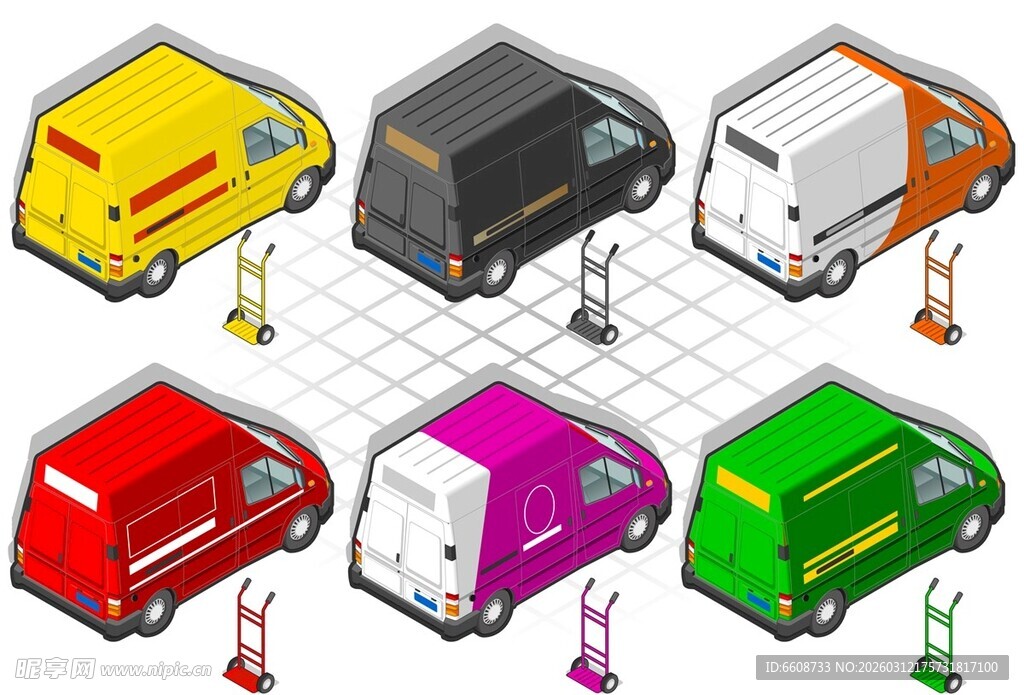 多彩卡通风格厢式货车集合
