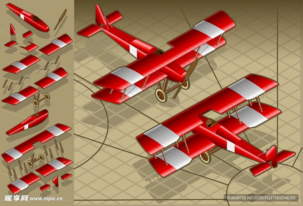 复古双翼飞机模型展示