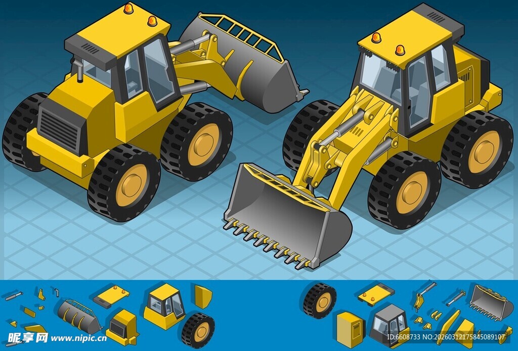 两台黄色工程机械设备