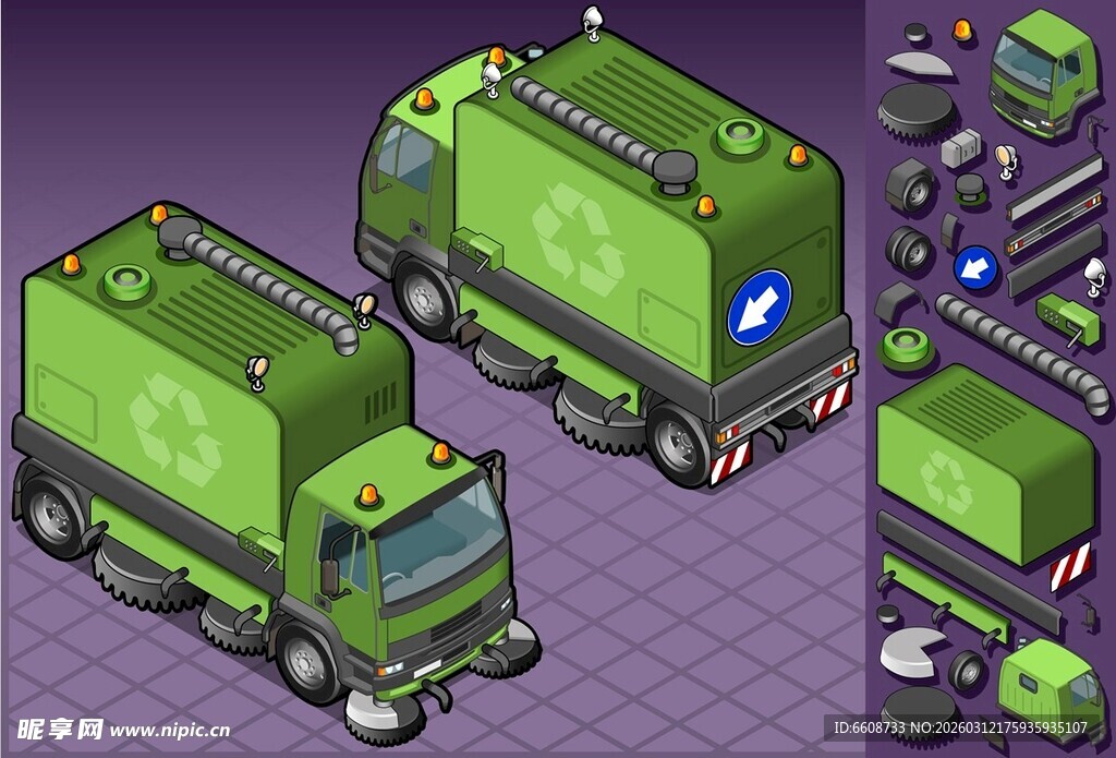 绿色科幻风格环卫车