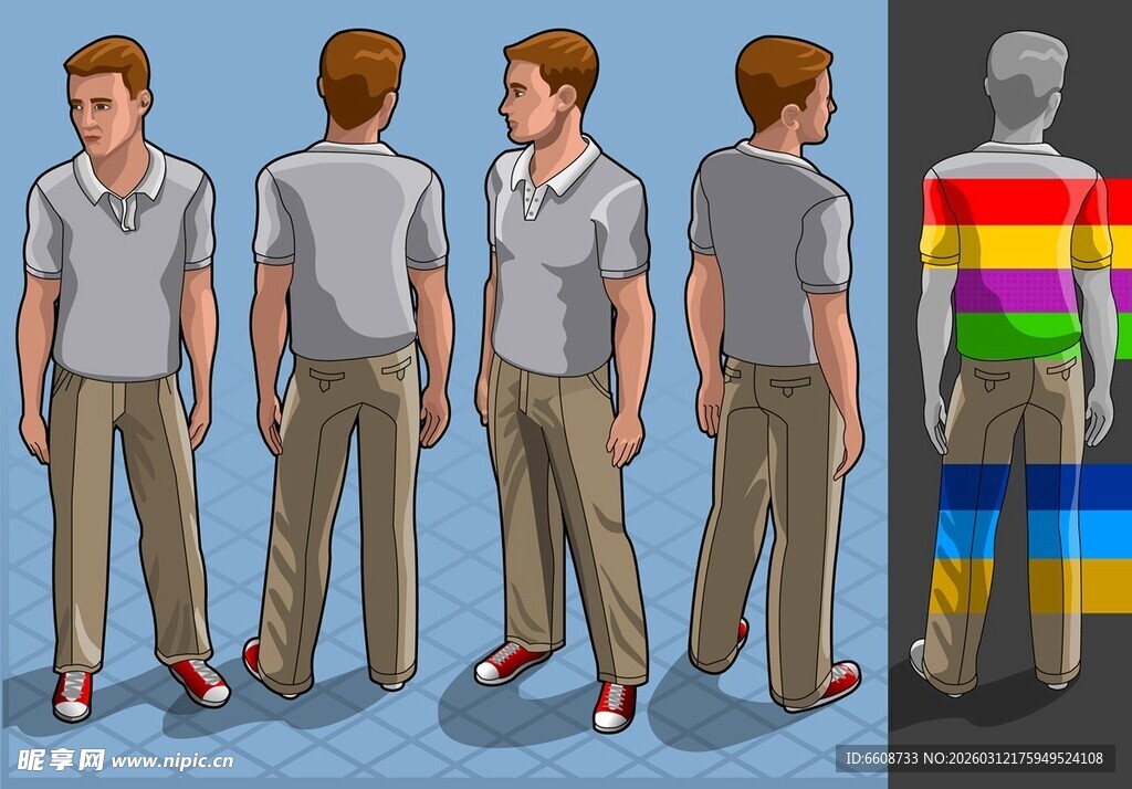 男士服装多角度展示图