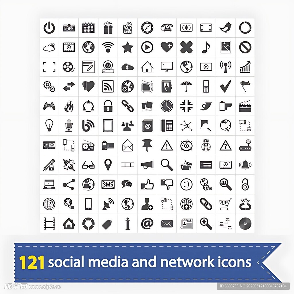 社交媒体与网络图标集合